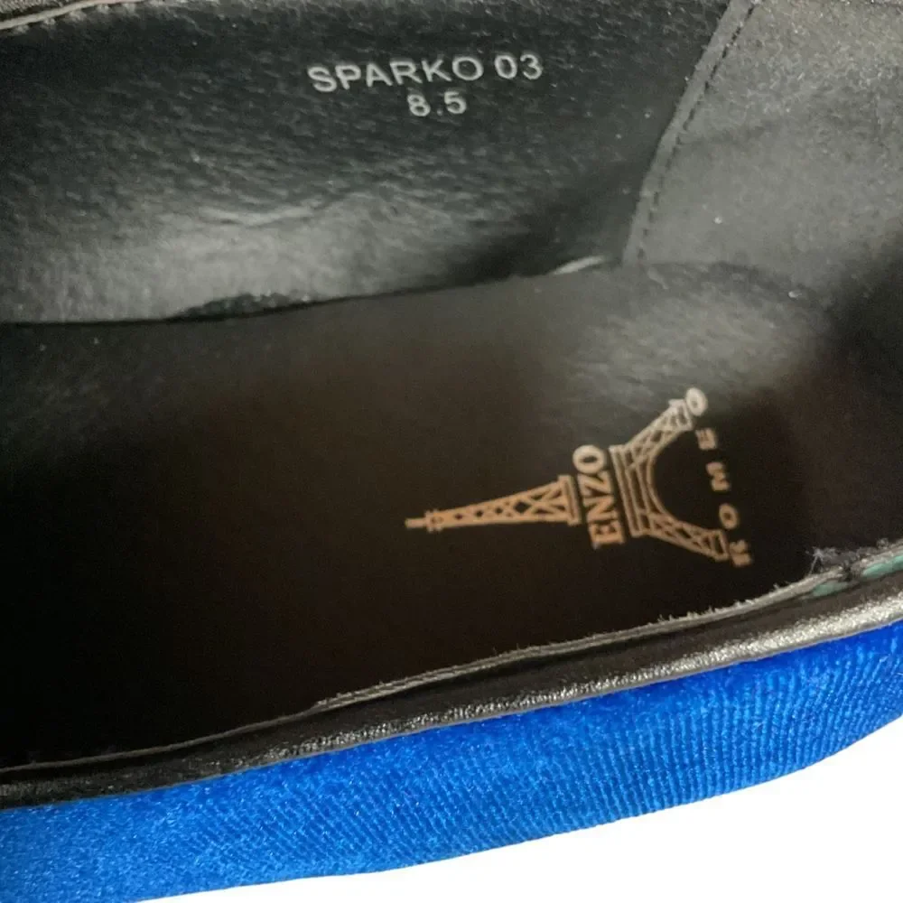 Enzo Men's Sparko 03 Royal Blue Velvet Loafers Size 8.5 Slip‎ On Shoes Classic